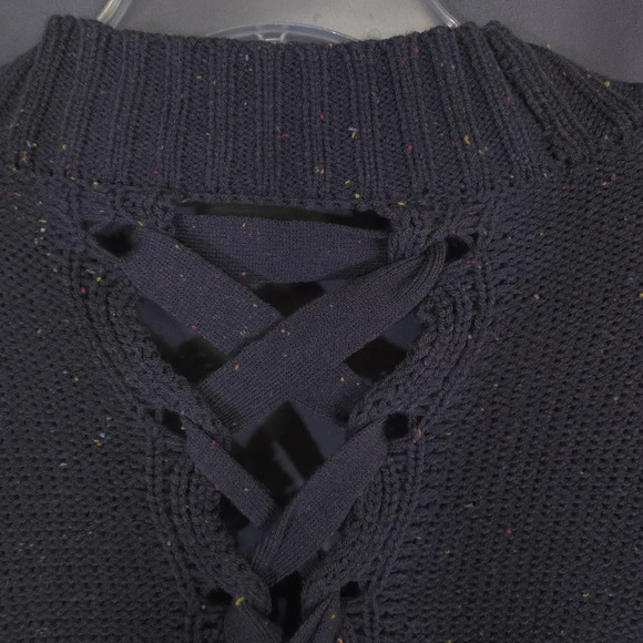 True‎ Craft Lace Up Back Open Cardigan Size Medium Gray with Rainbow Flecks - Picture 7 of 7